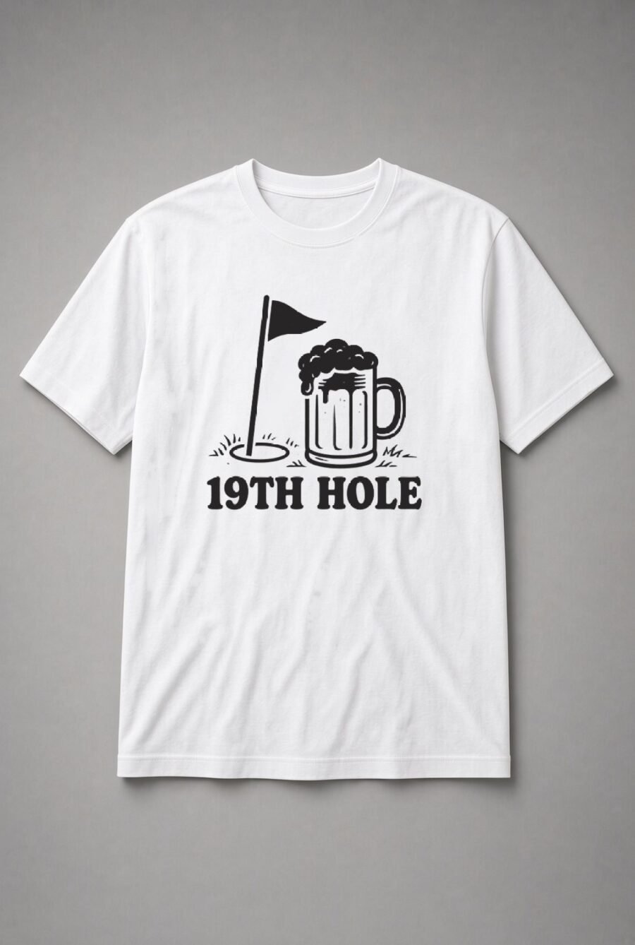 19th Hole Golf Flag And Beer Unisex T-Shirt - White