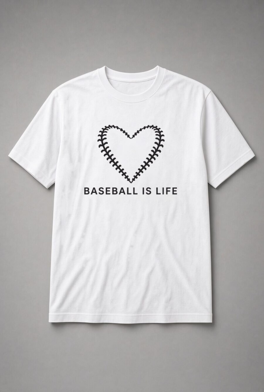 Baseball Is Life Stitched Heart Unisex T-Shirt - White