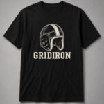 Gridiron Vintage Leather Helmet Unisex T-Shirt - Black