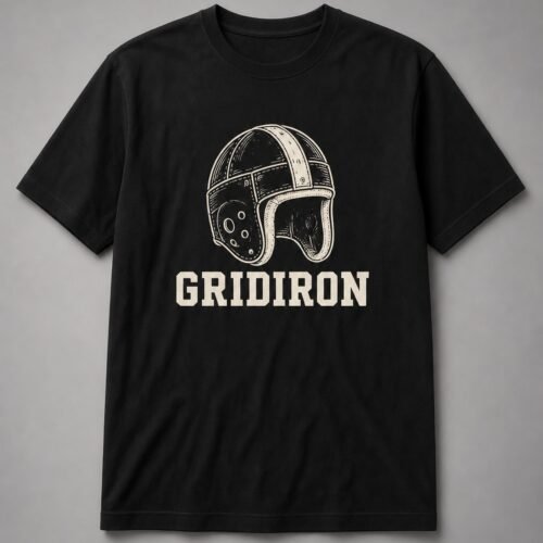 Gridiron Vintage Leather Helmet Unisex T-Shirt - Black