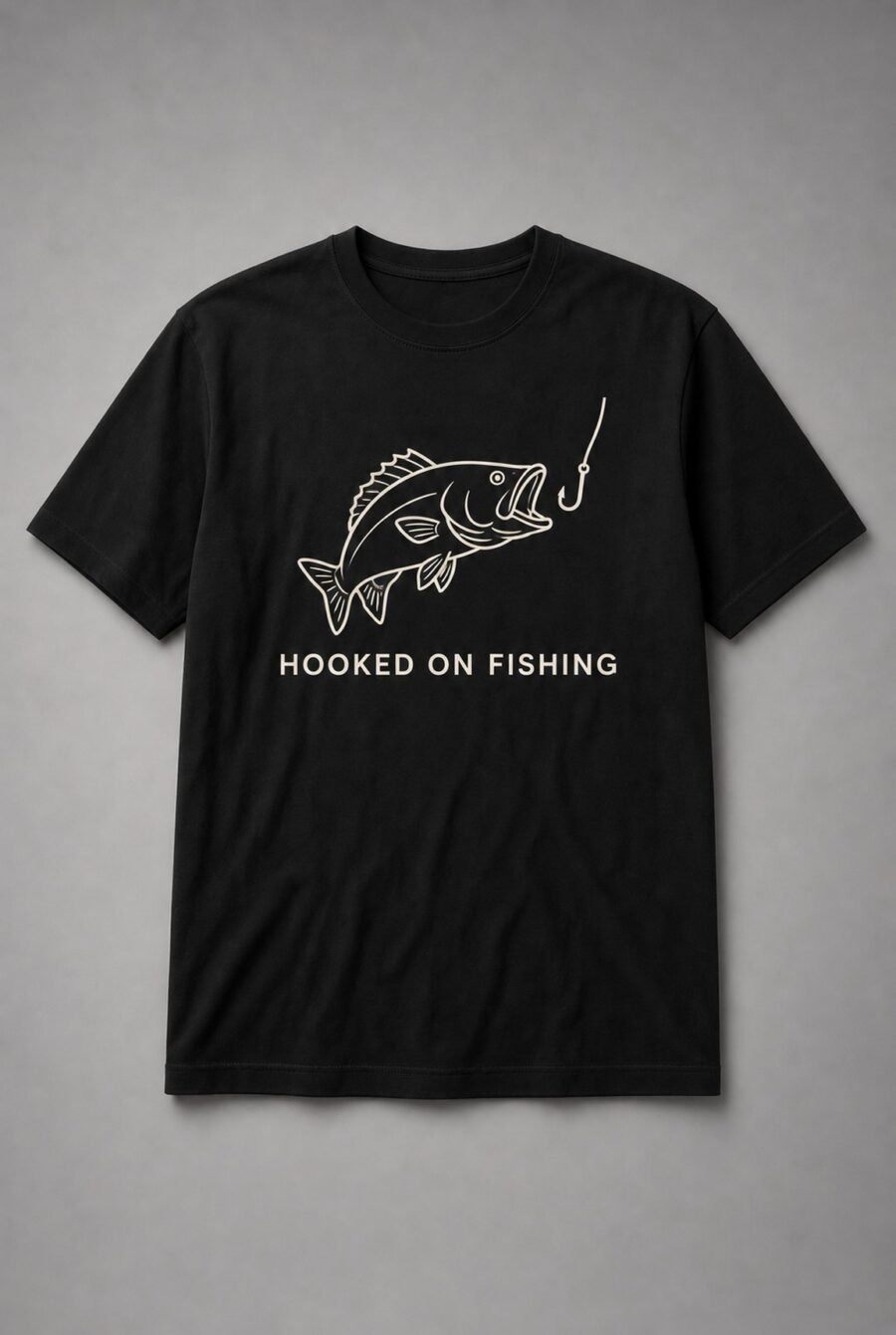 Hooked On Fishing Fish And Hook Unisex T-Shirt - Black