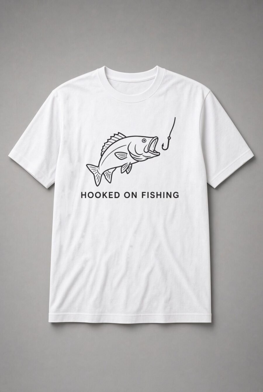 Hooked On Fishing Fish And Hook Unisex T-Shirt - White